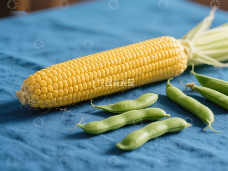 高清大图下载【趣麦麦图】新鲜玉米与豌豆荚静物图
