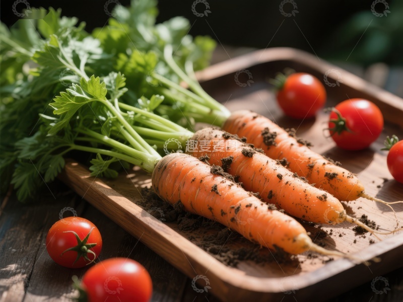 高清大图下载【趣麦麦图】新鲜胡萝卜与樱桃番茄