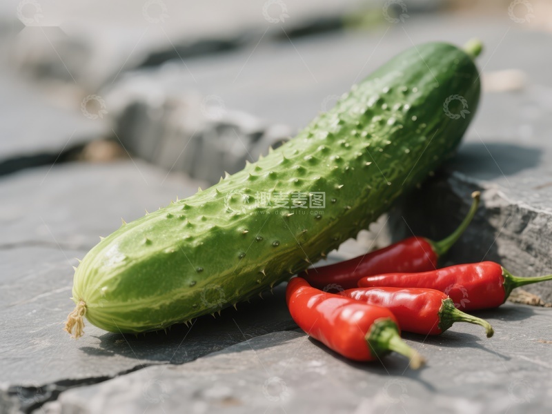 高清大图下载【趣麦麦图】新鲜黄瓜与红辣椒静物图