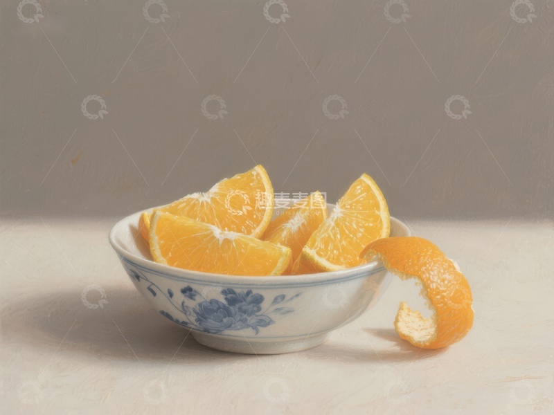 高清大图下载【趣麦麦图】瓷碗中的橙子切片