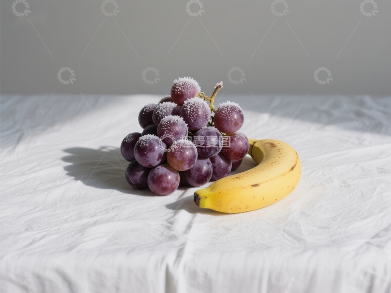 高清大图下载【趣麦麦图】葡萄与香蕉的静物组合