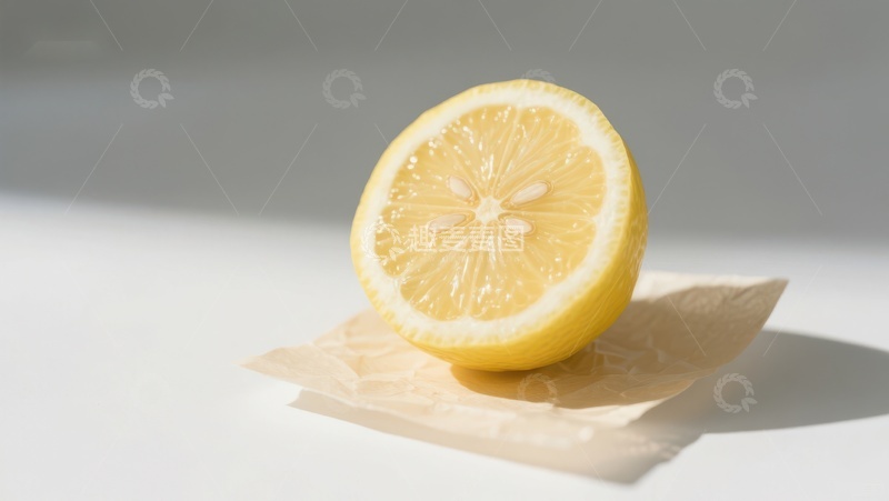 高清大图下载【趣麦麦图】切开的柠檬静置于纸巾上