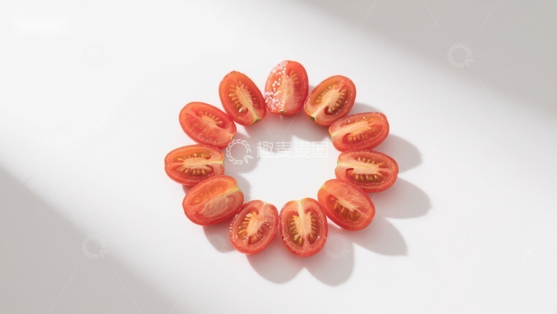 高清大图下载【趣麦麦图】切片番茄围成圆形排列