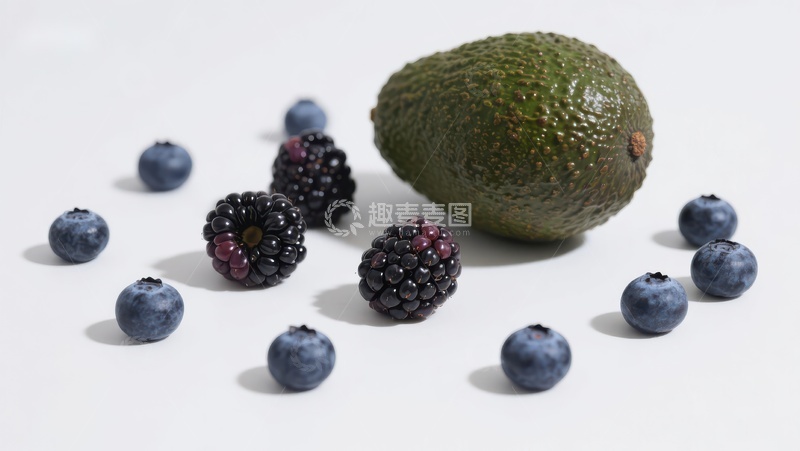 高清大图下载【趣麦麦图】牛油果与浆果的静物组合