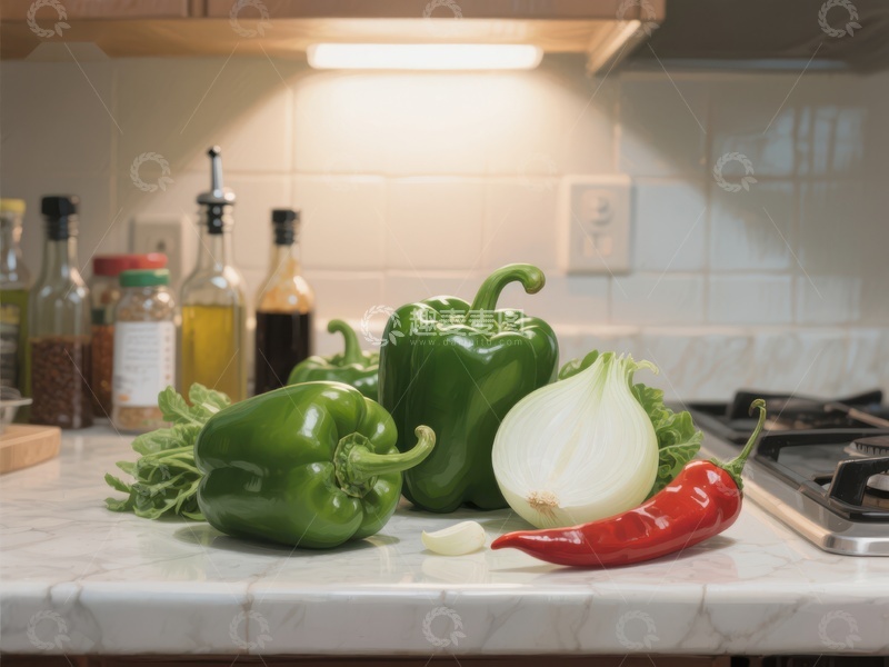 高清大图下载【趣麦麦图】厨房台面上的蔬菜组合