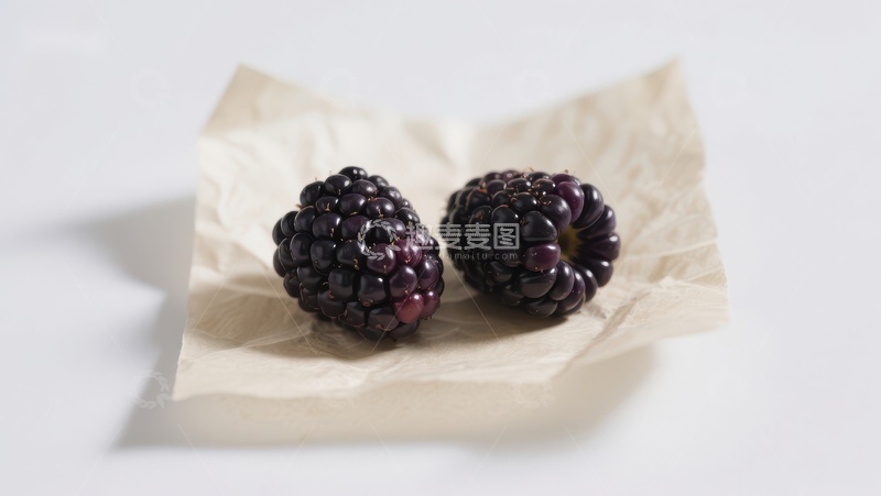 高清大图下载【趣麦麦图】两颗黑莓置于纸巾上