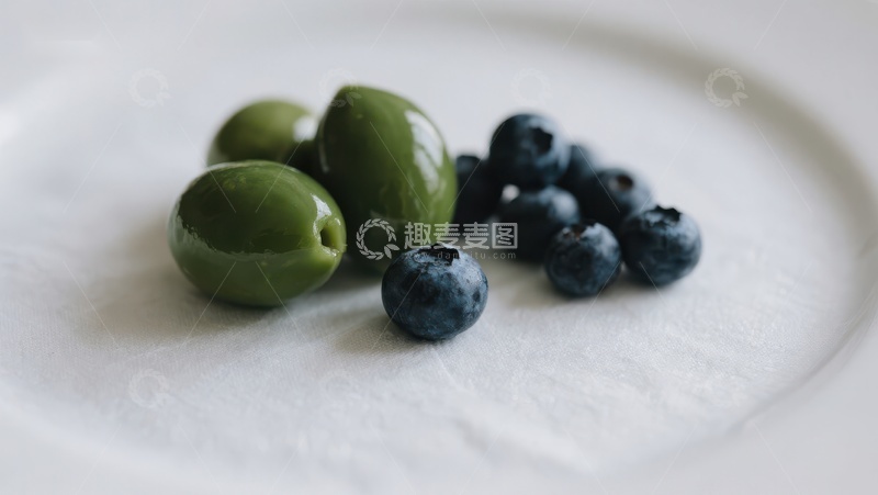 高清大图下载【趣麦麦图】绿橄榄与蓝莓静物图