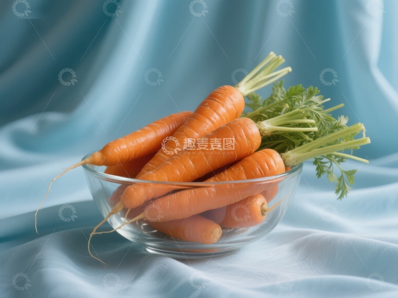 高清大图下载【趣麦麦图】新鲜胡萝卜置于透明碗中