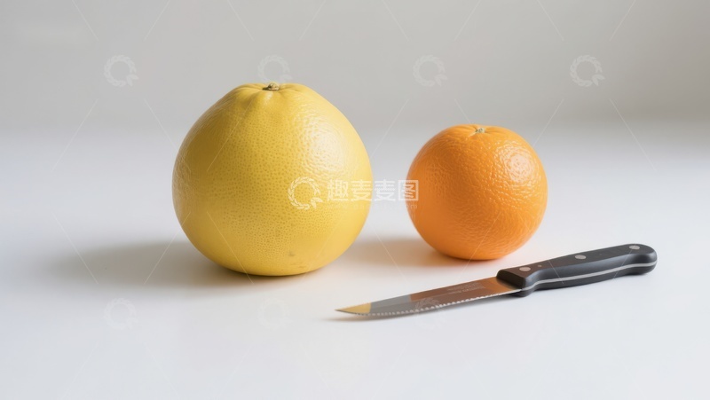 高清大图下载【趣麦麦图】柚子与橙子旁置刀具