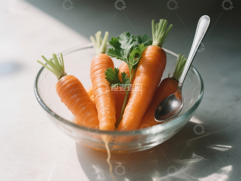 高清大图下载【趣麦麦图】玻璃碗中的新鲜胡萝卜
