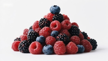 新鲜浆果堆叠特写