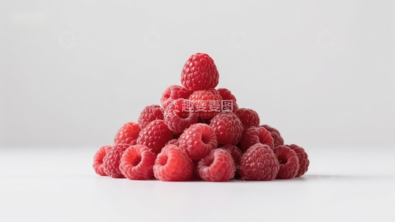 高清大图下载【趣麦麦图】新鲜覆盆子堆叠成金字塔形状