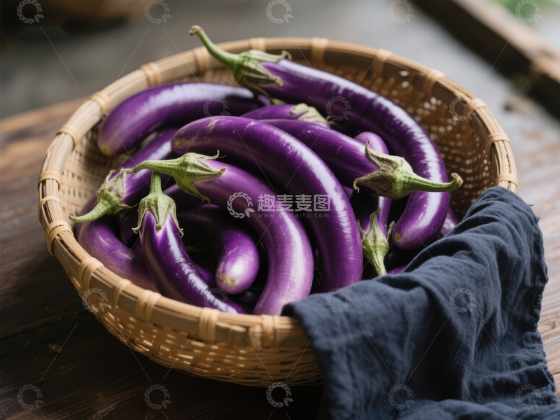 高清大图下载【趣麦麦图】篮子里的紫色茄子