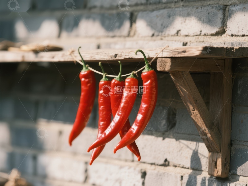 高清大图下载【趣麦麦图】悬挂的红色辣椒