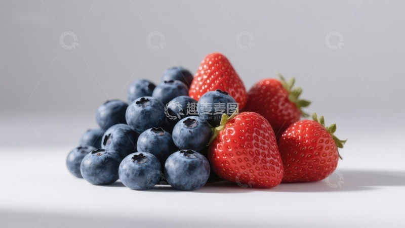 高清大图下载【趣麦麦图】新鲜蓝莓与草莓的组合