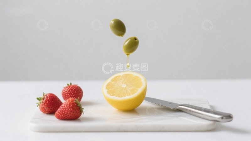高清大图下载【趣麦麦图】柠檬草莓橄榄的清新组合