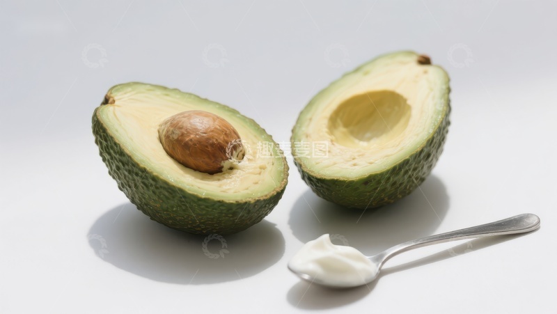 高清大图下载【趣麦麦图】切开的牛油果与一勺果肉