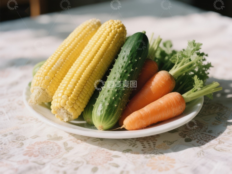 高清大图下载【趣麦麦图】新鲜蔬菜与玉米的组合