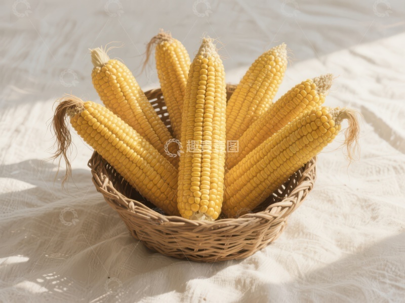 高清大图下载【趣麦麦图】篮子里的金黄色玉米