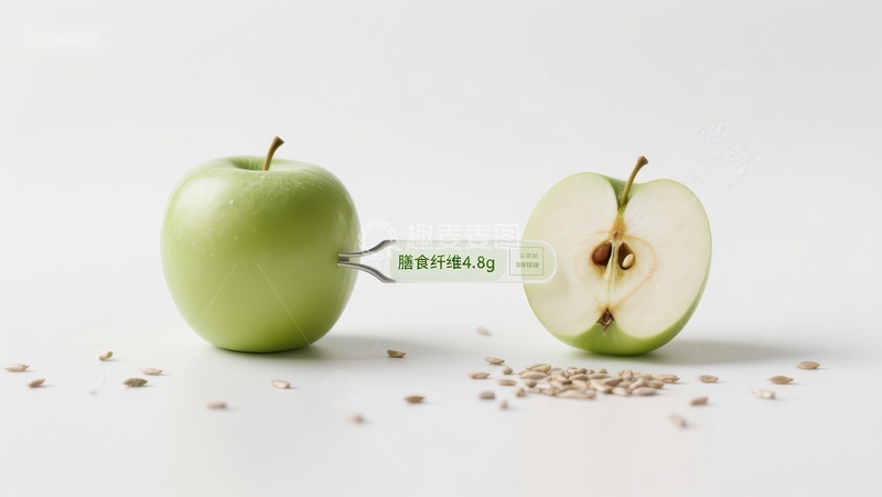 高清大图下载【趣麦麦图】苹果与膳食纤维含量展示