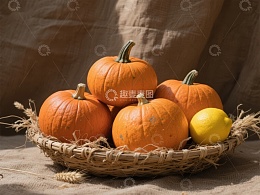 篮子里的南瓜与柠檬