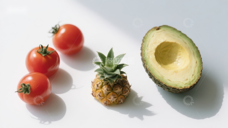 高清大图下载【趣麦麦图】新鲜水果与蔬菜的静物组合