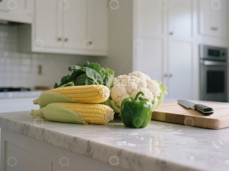 高清大图下载【趣麦麦图】厨房台面上的新鲜蔬菜