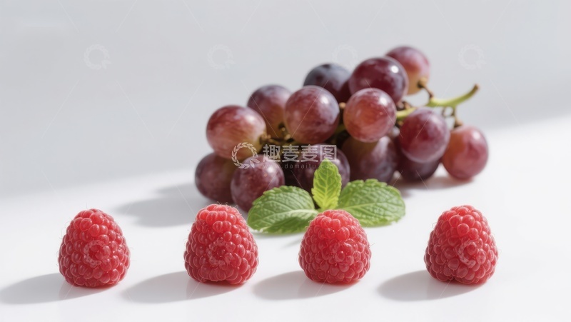 高清大图下载【趣麦麦图】葡萄与覆盆子的清新组合