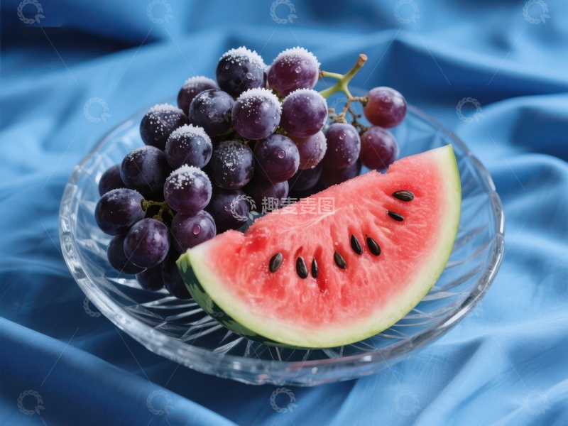 高清大图下载【趣麦麦图】葡萄与西瓜片的清新组合