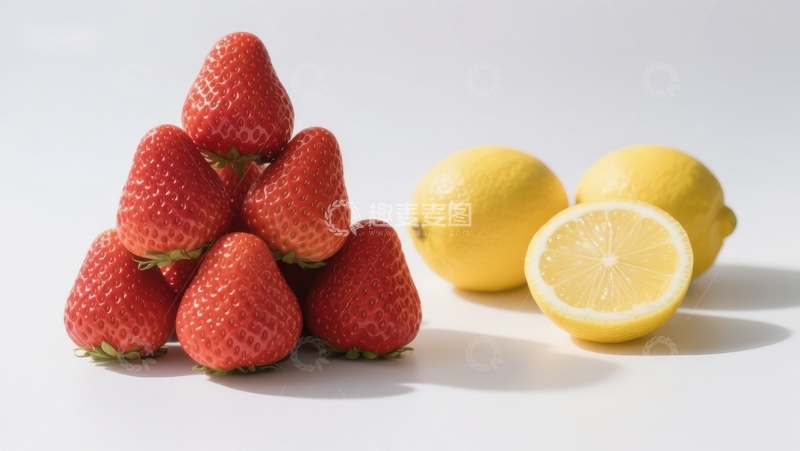 高清大图下载【趣麦麦图】草莓堆与柠檬的清新组合