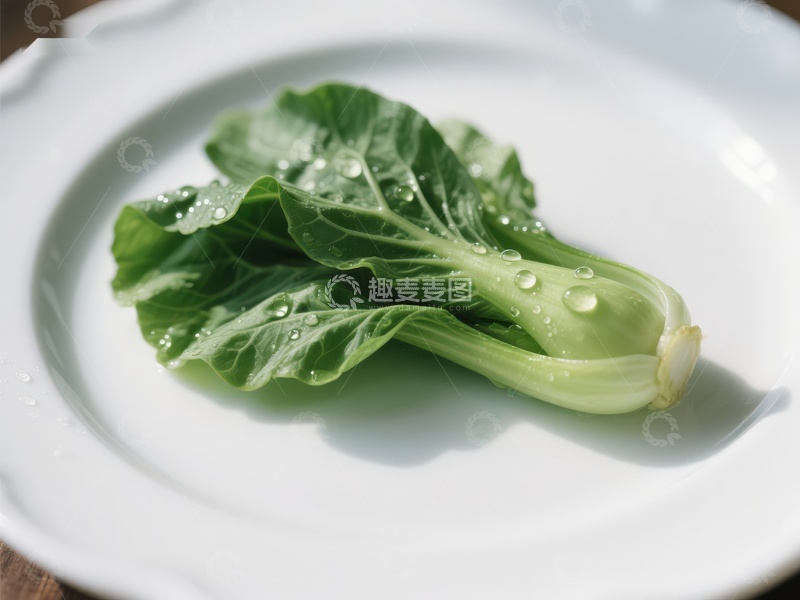 高清大图下载【趣麦麦图】新鲜青菜置于白色盘中
