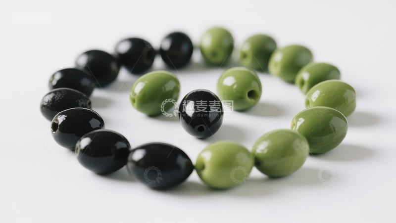 高清大图下载【趣麦麦图】黑白绿珠子交织的圆形排列