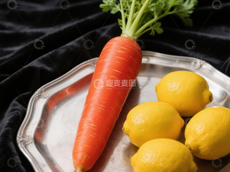 高清大图下载【趣麦麦图】胡萝卜与柠檬静物图