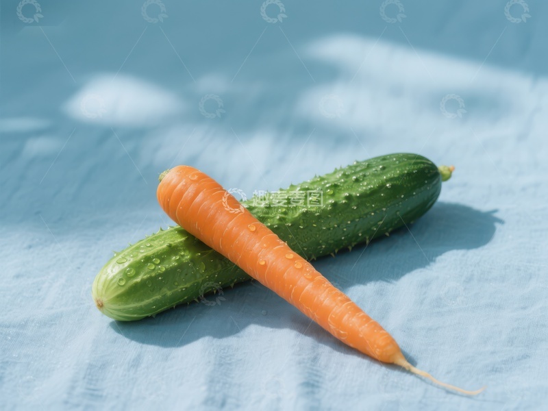 高清大图下载【趣麦麦图】胡萝卜与黄瓜并排摆放