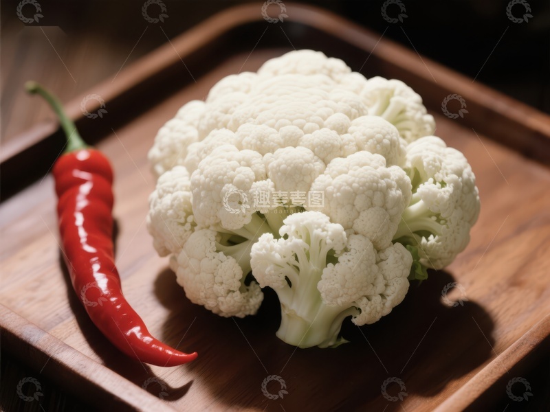 高清大图下载【趣麦麦图】新鲜花椰菜与红辣椒