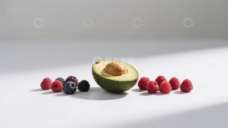 高清大图下载【趣麦麦图】新鲜水果组合：牛油果与浆果