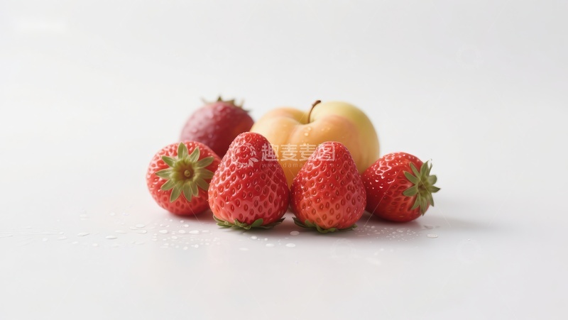 高清大图下载【趣麦麦图】新鲜草莓与桃子的组合