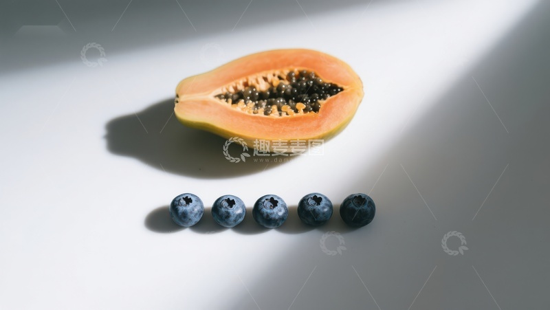 高清大图下载【趣麦麦图】木瓜半切与蓝莓排列