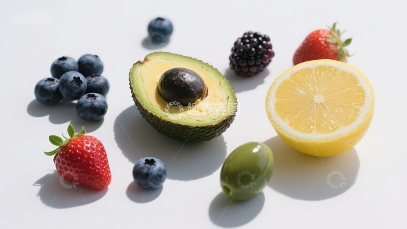 高清大图下载【趣麦麦图】新鲜水果与橄榄的静物组合