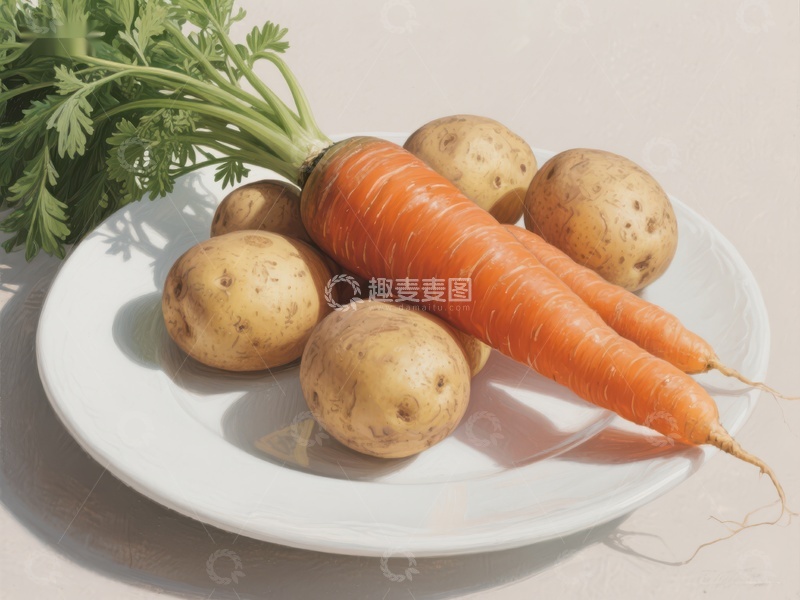 高清大图下载【趣麦麦图】胡萝卜与土豆的静物组合