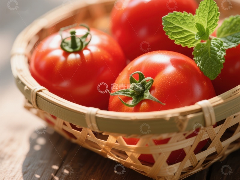 高清大图下载【趣麦麦图】篮子里的新鲜番茄