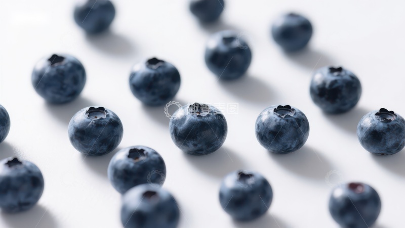 高清大图下载【趣麦麦图】新鲜蓝莓散落白色背景