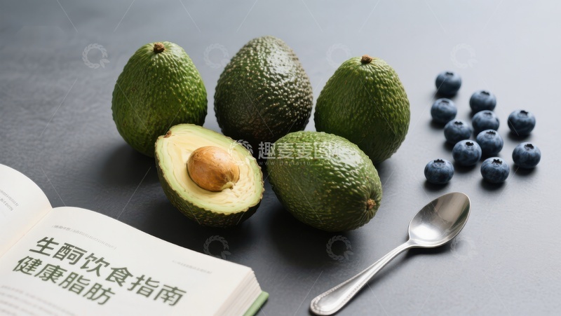 高清大图下载【趣麦麦图】牛油果与蓝莓的健康饮食指南