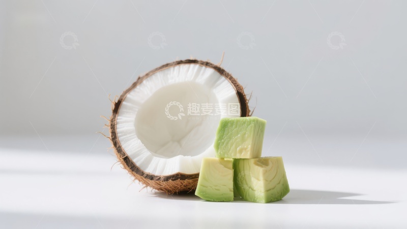 高清大图下载【趣麦麦图】新鲜椰子与切块椰肉