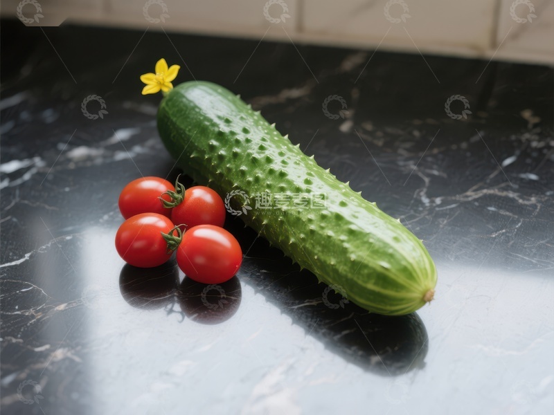 高清大图下载【趣麦麦图】新鲜黄瓜与樱桃番茄静物图