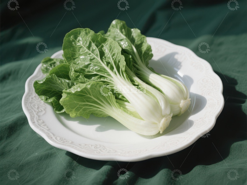 高清大图下载【趣麦麦图】新鲜白菜置于白色盘中