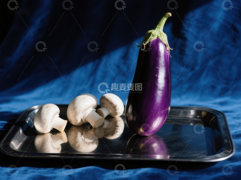 高清大图下载【趣麦麦图】茄子与蘑菇静物摆放