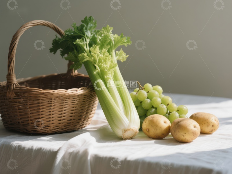 高清大图下载【趣麦麦图】新鲜蔬菜水果与篮子静物