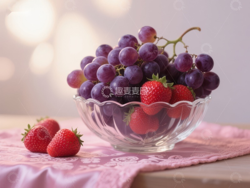 高清大图下载【趣麦麦图】葡萄与草莓的清新组合