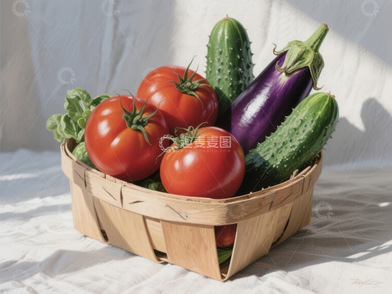 高清大图下载【趣麦麦图】篮子里的蔬菜静物